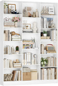 Schrank, 149 × 23,5 × 188 cm, Weiß, FirFurd, FirFurd Bücherregal Bücherschrank mit 17 Fächern 149x23, 5x188 cm weiß