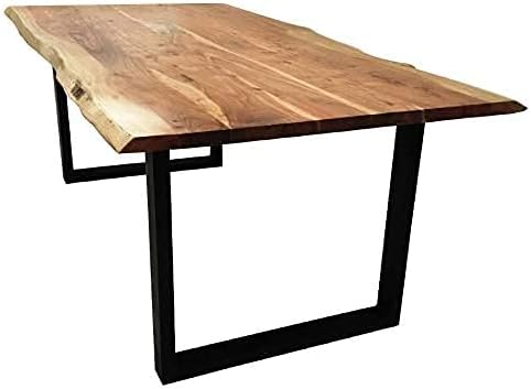 Esstisch, 200 × 100 cm, Schwarz, SAM, SAM Esstisch Quarto 200x100 cm Akazie Natur/U-Gestell schwarz