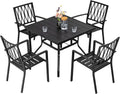 Gartentisch, Metall, Schwarz, für den Garten, für die Terrasse, Avestar, Avestar 5-teiliges Gartenmöbel Set, Esstisch mit 4 stapelbaren Stühlen