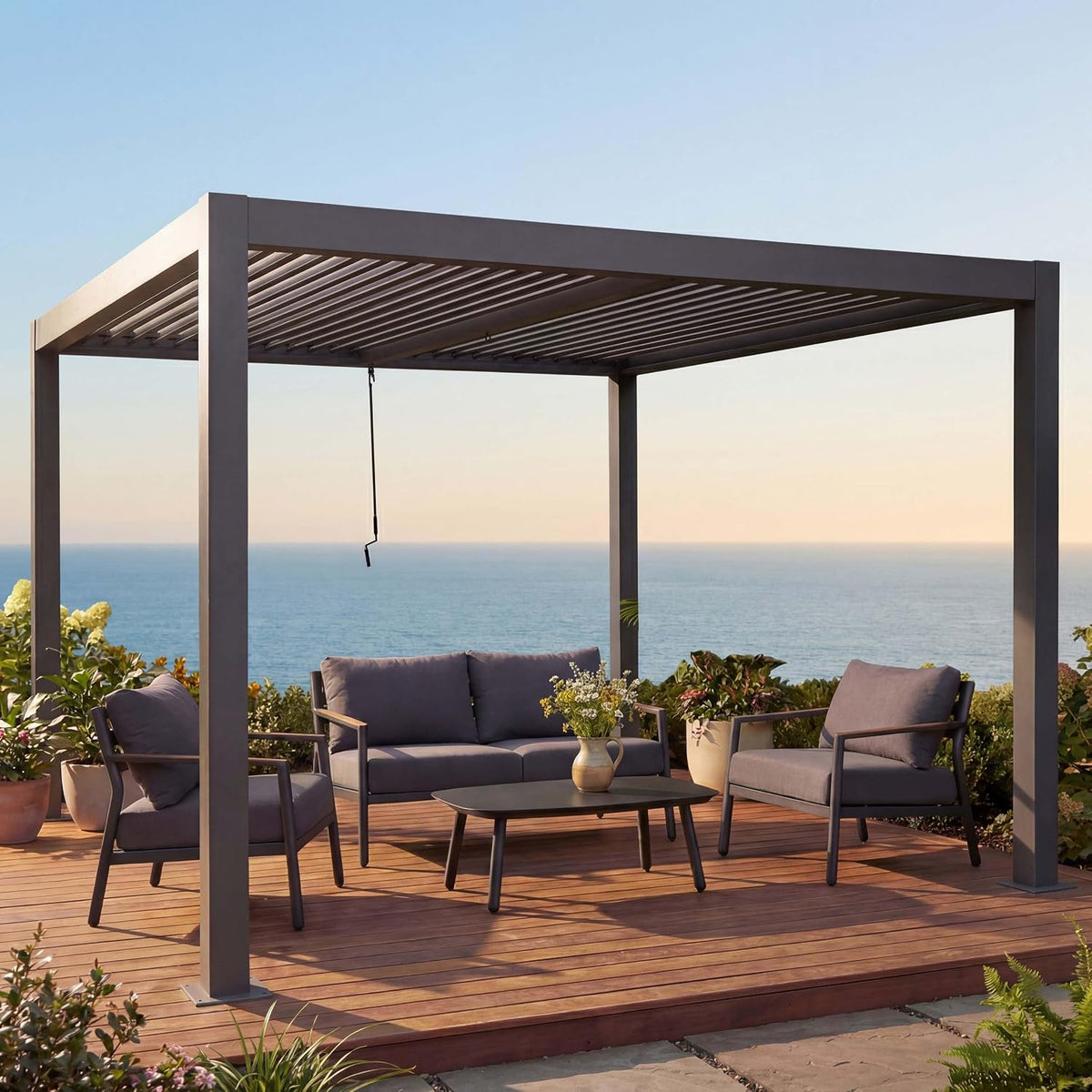 Gartenpavillon HWC-L46, 3 × 4m, Aluminium, Mendler