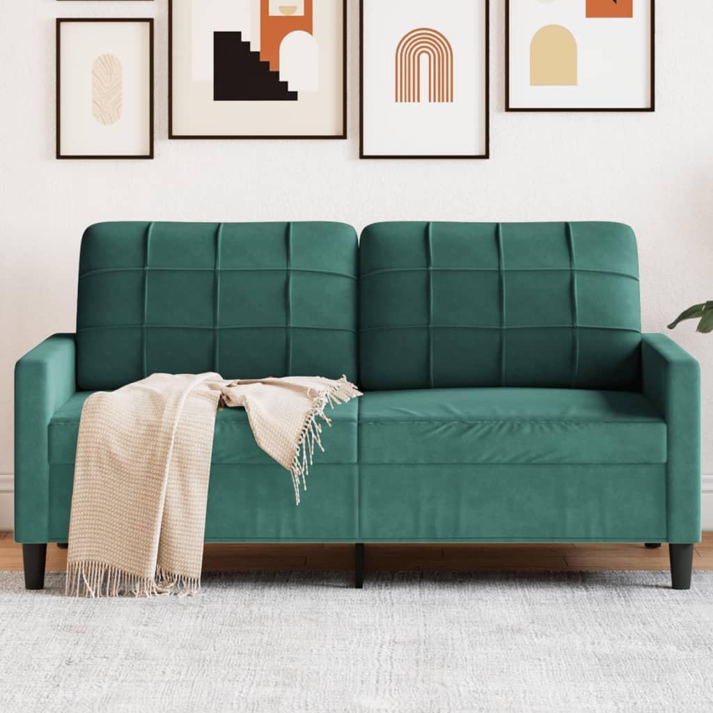 Sofa, 140 cm, Metall, für das Wohnzimmer, Willood, Modern Dunkelgrün 140 cm Samt