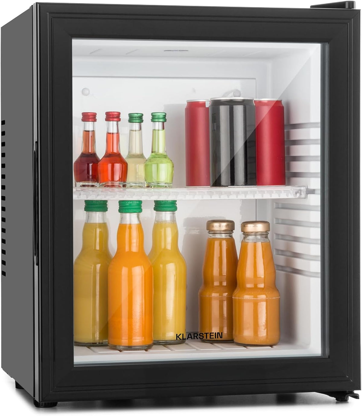 Klarstein Mini-Kühlschrank, 15°C, 23L, verstellbar, mit Ablagen, Glas, für Getränke, Kleiner Skincare 5-15°C