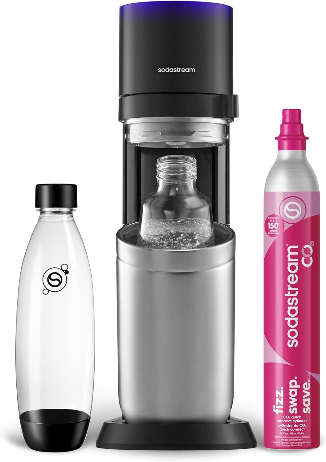 Soda Makers CO2, 60L, 1L, Glas, sodastream, SodaStream E-Duo Sparkling Water Maker (Black) with 60L CO2
