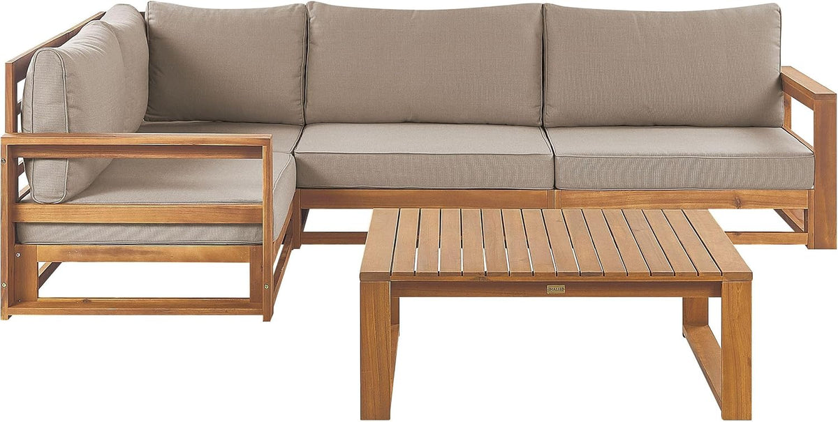 Beliani Unterhaltungssets, 12 cm, Lounge Set rechtsseitig zertifiziertes Akazienholz hellbraun Timor II