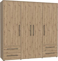 Schrank, 206 cm, mit Schubladen, mit Ablagen, Holz, Forte, 4-türig, 206 cm breit x 59 cm tief x 200 cm hoch