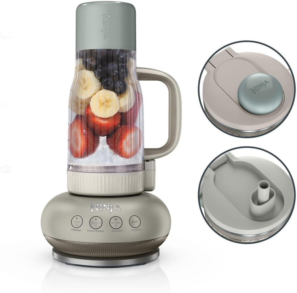 Ninja DB351EUST Standmixer, 32 × 18,3 × 29 cm, Ninja BlendBoss Mixer mit tragbarem Becher, Stein DB351EUST