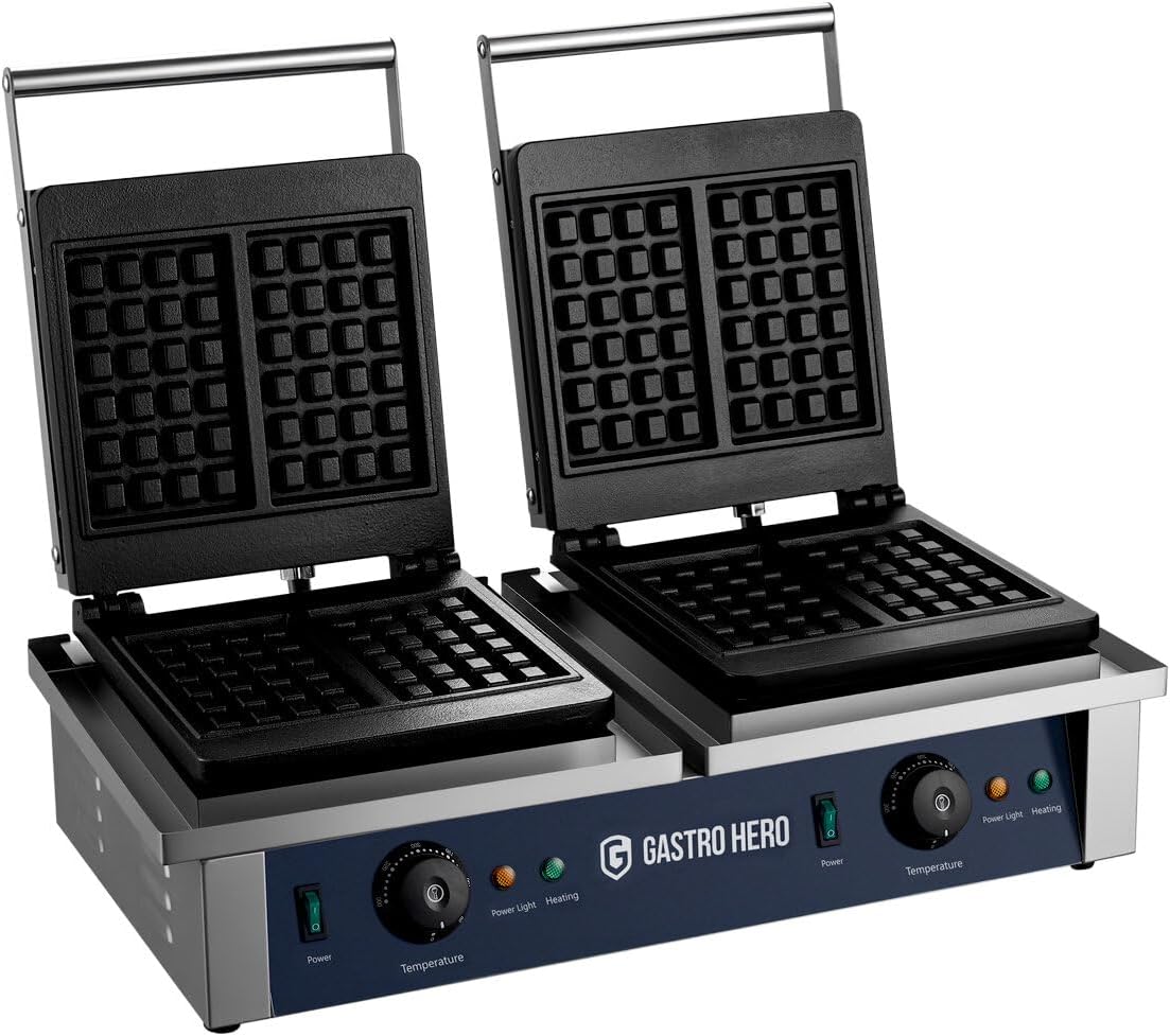 Waffeleisen FY-2202, 630 × 420 × 225 mm, Edelstahl, GastroHero, 4 Waffeln/Backvorgang, Edelstahl FY-2202