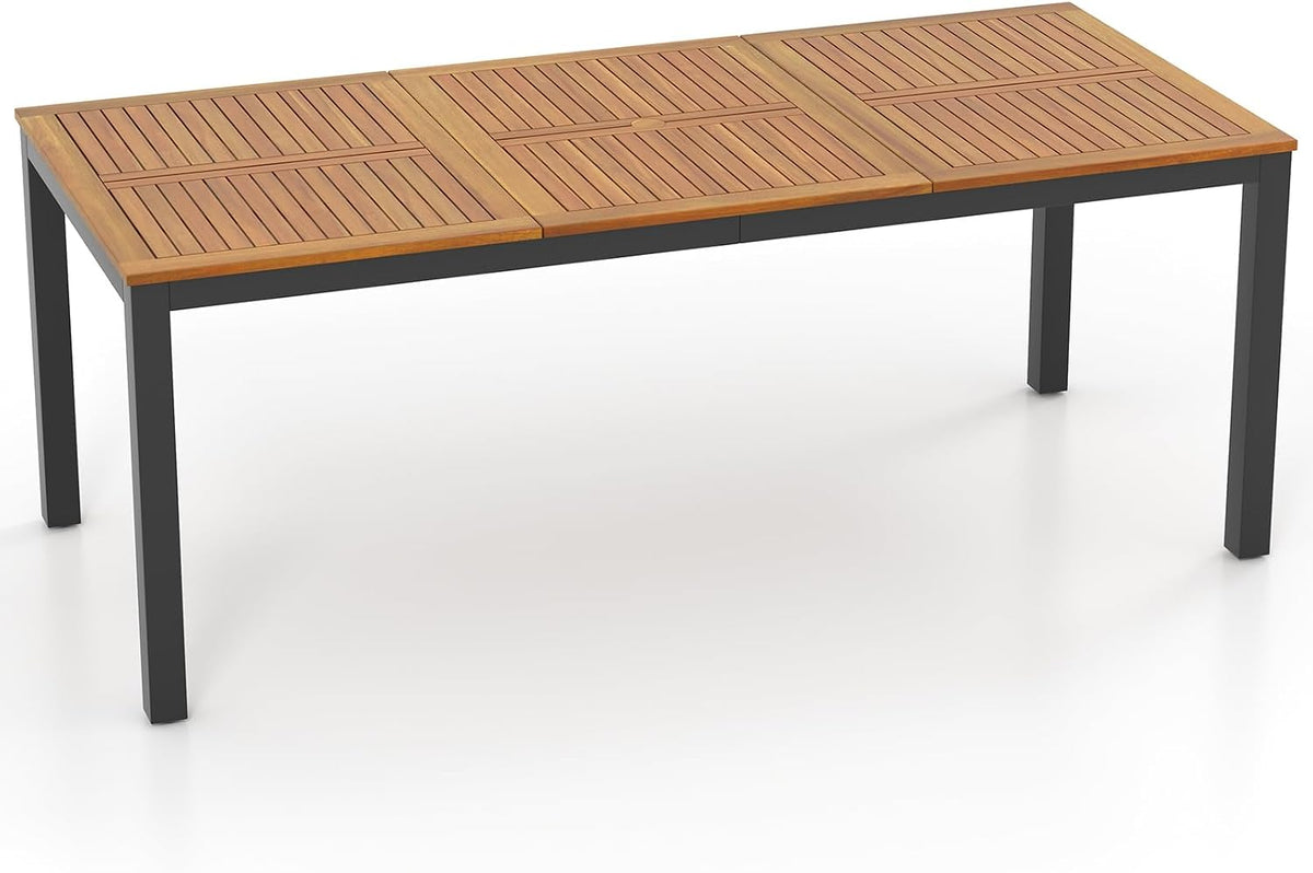 Gartentisch, 200 × 90 × 75 cm, Holz, für den Garten, für die Terrasse, KOMFOTTEU, Holztisch für 8 Personen, Terrassentisch 200 x 90 x 75 cm