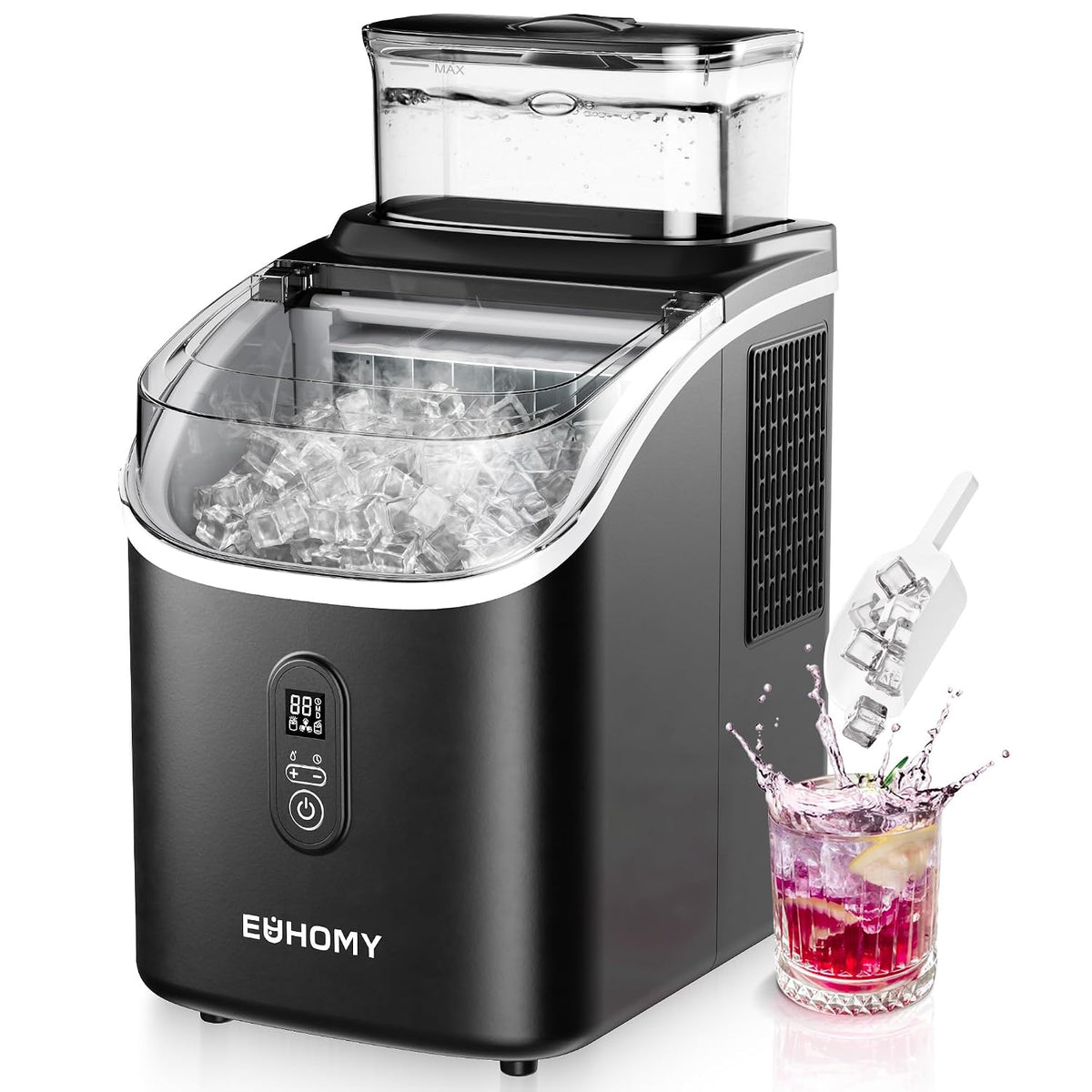 Eiswürfelmaschinen, 15 kg, 2L, Schwarz, für die Küche, für das Büro, EUHOMY, 15 kg Eismaschine Ice Maker, 2L Eiswürfelmaschinen