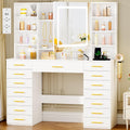 Tisch, 110 cm, mit Schubladen, Glas, ANWBROAD, 15 Schubladen und Glasplatte
