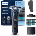PHILIPS S7885/63 Rotationsrasierer, klappbar, PHILIPS Shaver Series 7000, Elektrischer Rasierer für Herren, 4 x Reinigungskartuschen