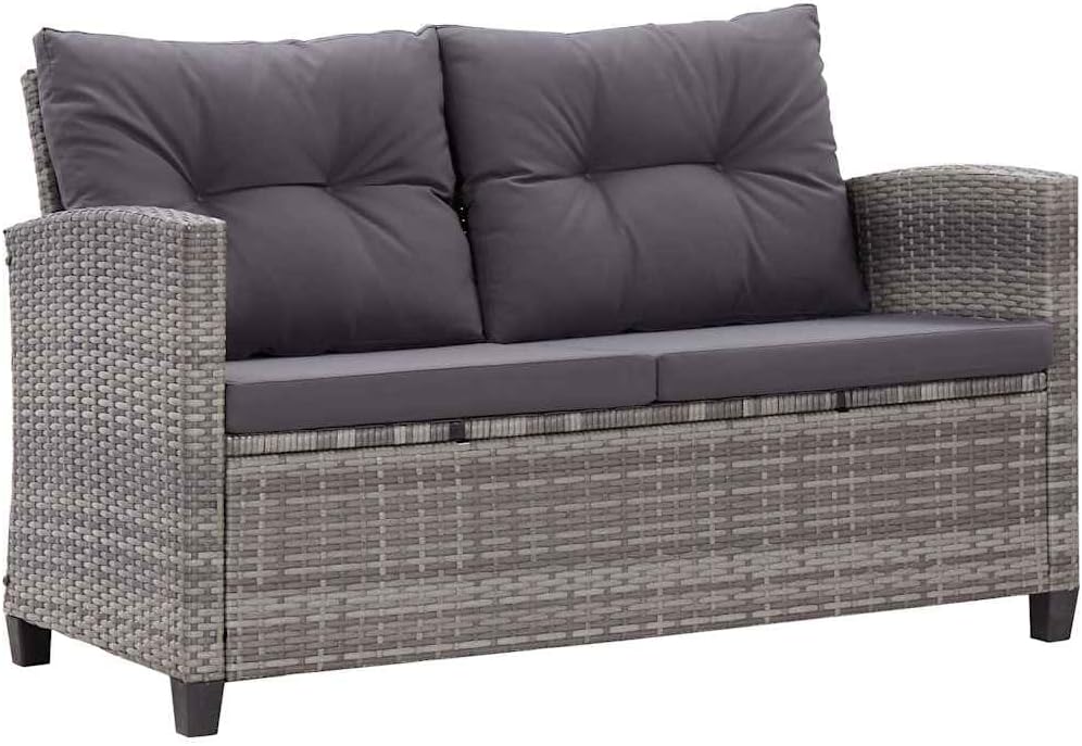 vidaXL Sofa, 124cm, Grau, für den Garten, für die Terrasse