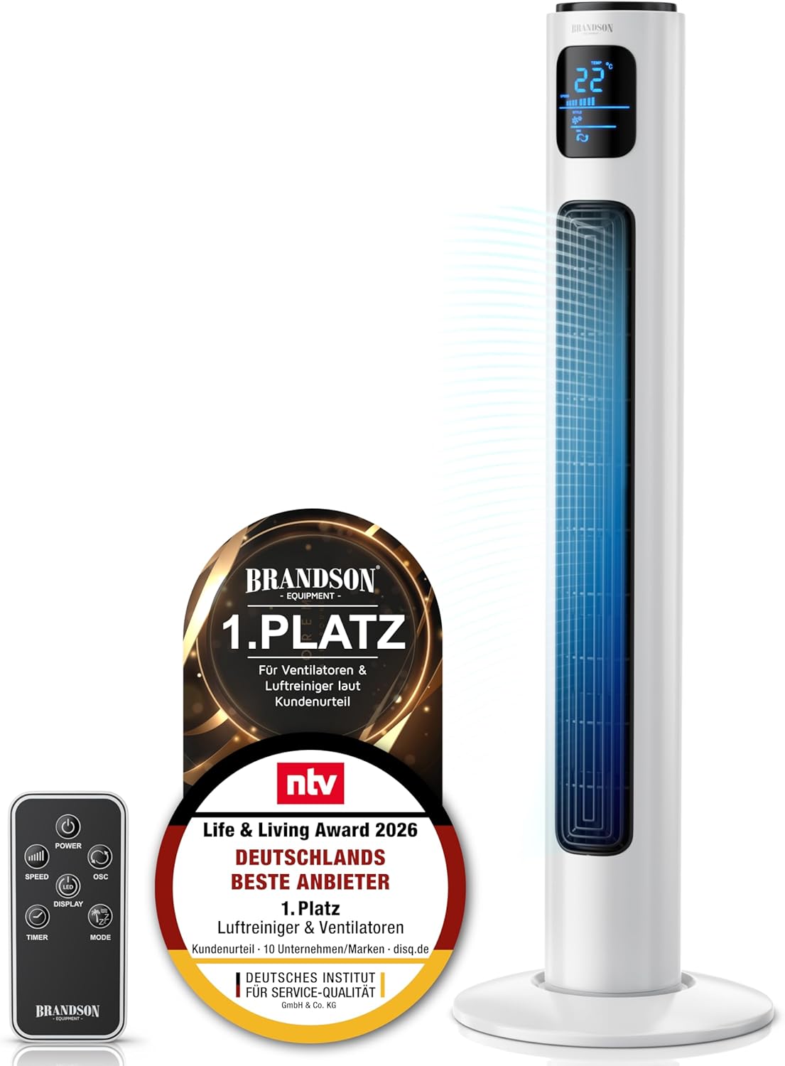 Turmventilatoren, 96 cm, mit Fernbedienung, Brandson