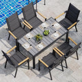Esssets, Holz, Aluminium, für den Garten, für die Terrasse, JUMMICO, 6 Personen Set