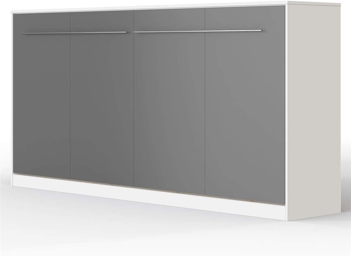 Schrank, 90 × 200 cm, Weiß, SMARTBett, SMARTBett Schrankbett Standard Weiss/Anthrazit 90 Horizontal