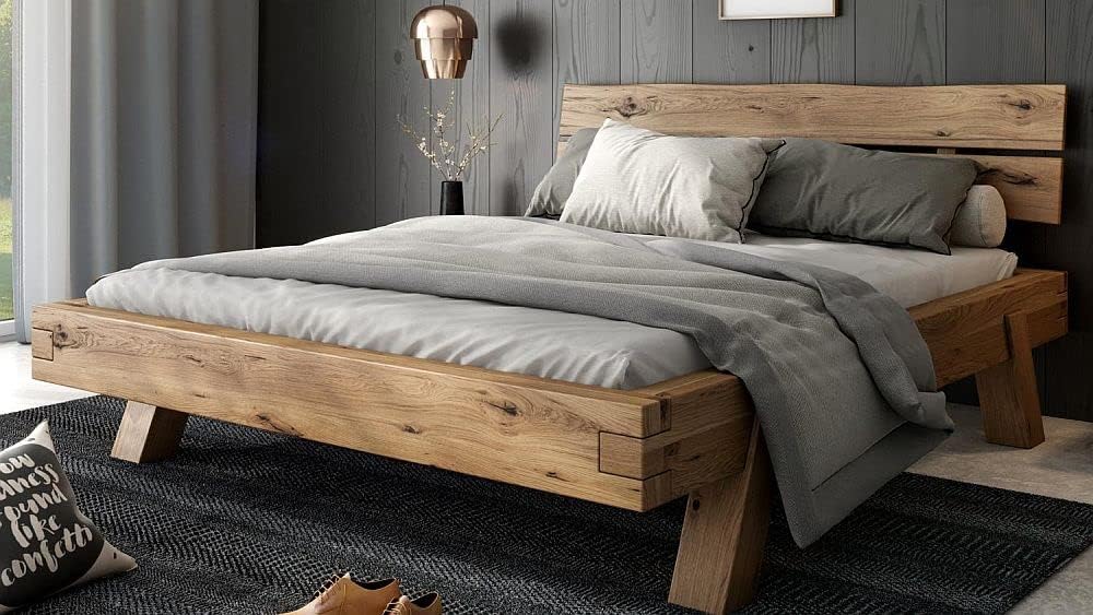 Bett, 140 × 200 cm, Holz, für das Schlafzimmer