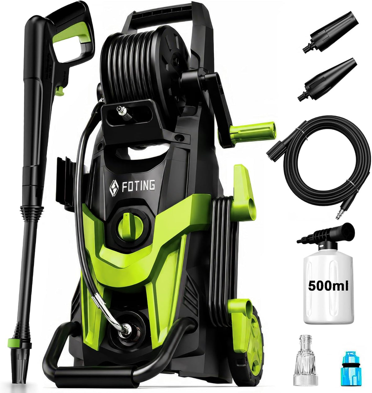 Hochdruckreiniger, 450 l, 500 ml, für den Garten, für die Terrasse, FOTING, 2026NEW Hochdruckreiniger 180 Bar, 450 l/h, für Auto